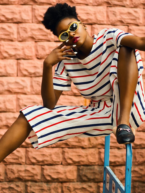 Vector Print V-Neck Dress